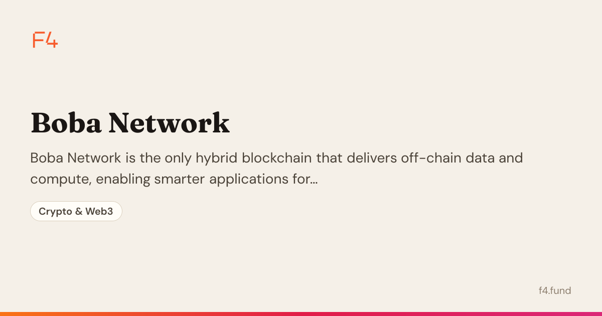 Boba Network — Developer Tools & Infrastructure | F4