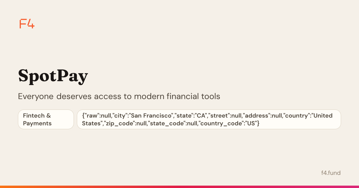 SpotPay — Fintech & Payments | F4